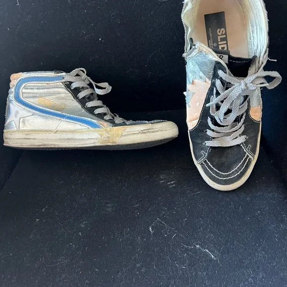 Black and Tan High-Top Sneakers - Picture 4 of 6